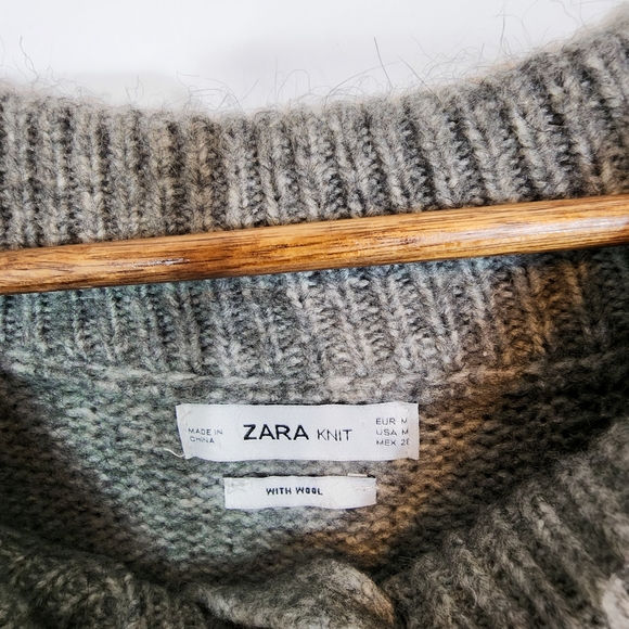 Zara Lace Up Oversized Wool Mohair Mock Neck Sweater Dress Grey Size Medium - Picture 5 of 11